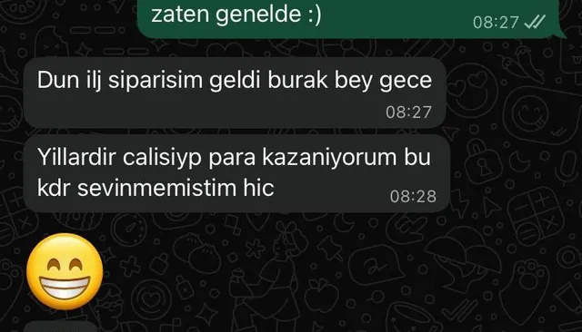 Hande'nin WhatsApp mesajı: Dün ilk siparişim geldi