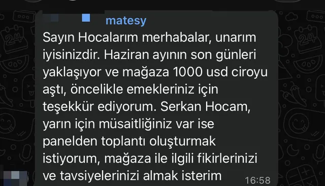 Muhammed'in mesajı: mağaza 1000 USD ciroyu aştı