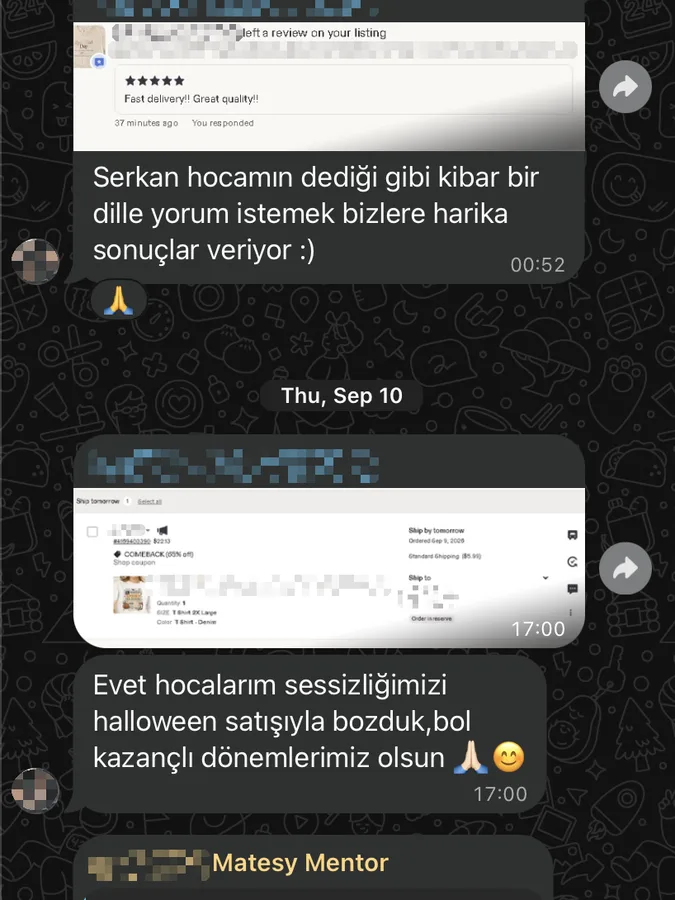 Satıcı mesajı: kibar bir dille yorum istemek harika sonuçlar veriyor, 5 yıldız