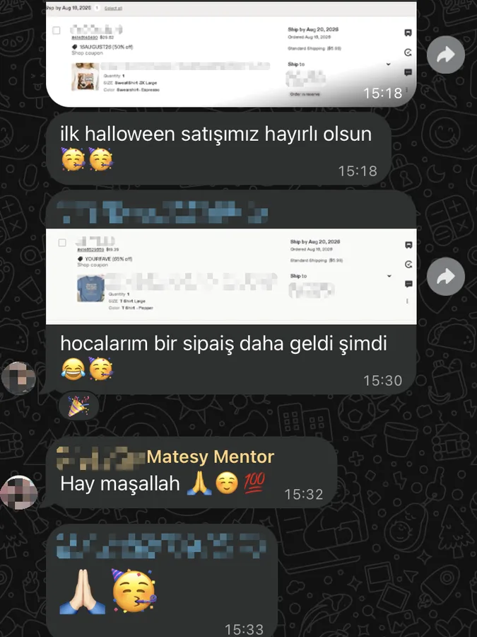 Satıcı mesajı: ilk Halloween satışımız hayırlı olsun