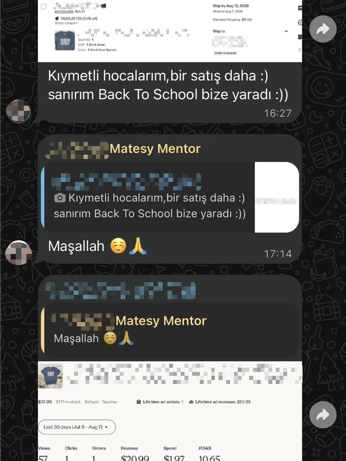 Satıcı mesajı: bir satış daha, Back To School bize yaradı